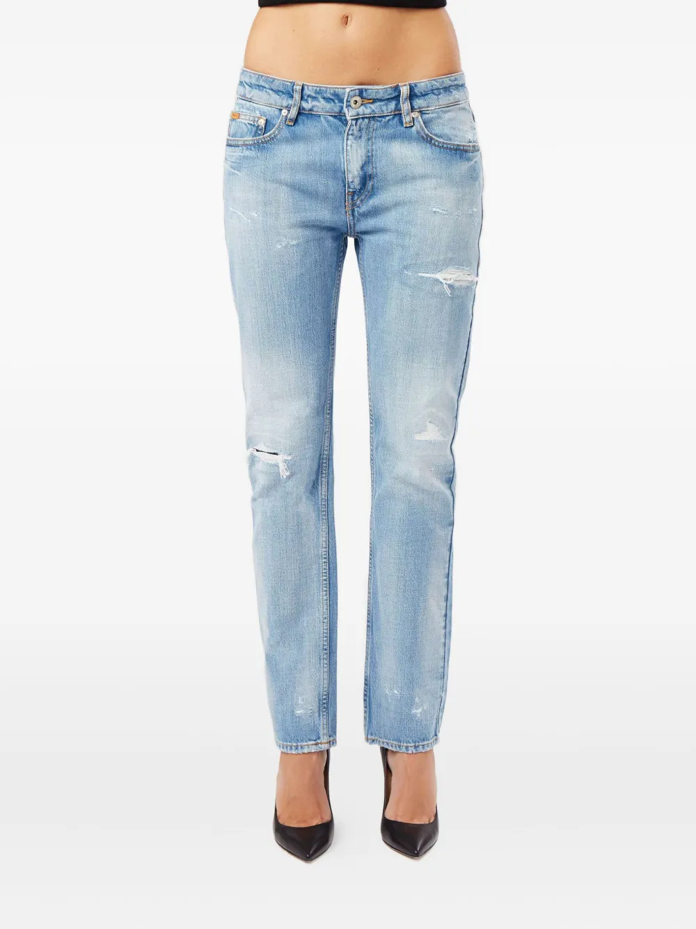No44 Straightfit distressed jeans - Blauw
