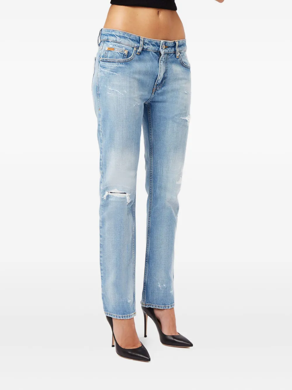 No44 Straight gerafelde jeans Blauw
