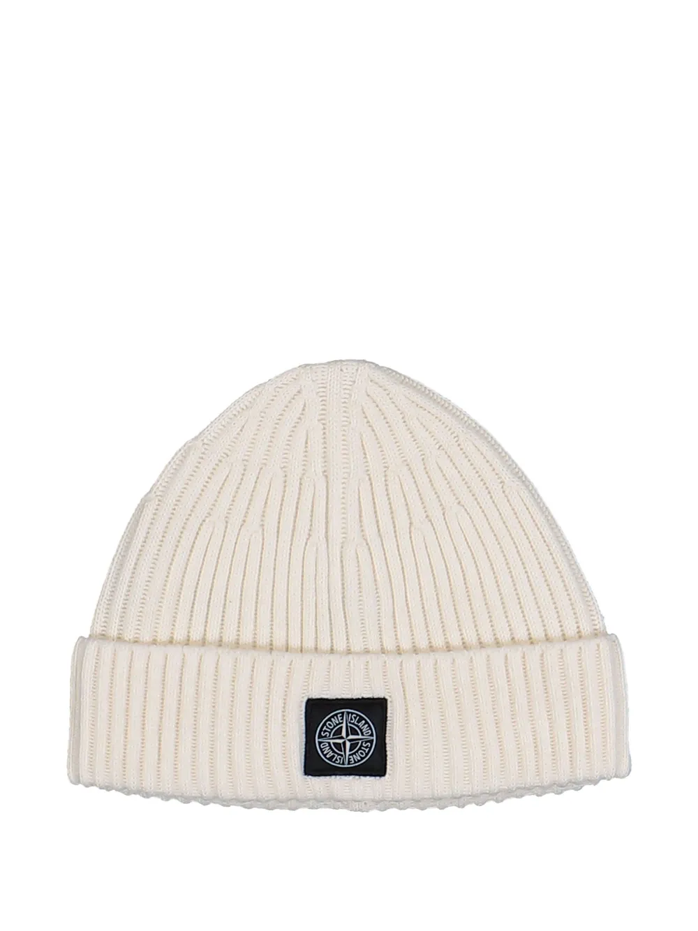 Stone Island ribbed logo-patch beanie hat - ニュートラル Stone Island ribbed logo-patch beanie hat - ニュートラル