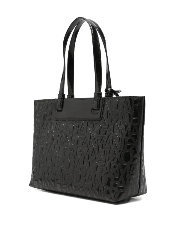 Armani Exchange エンボスロゴ ハンドバッグ Armani Exchange ロゴエンボス ハンドバッグ | ブラック | FARFETCH JP