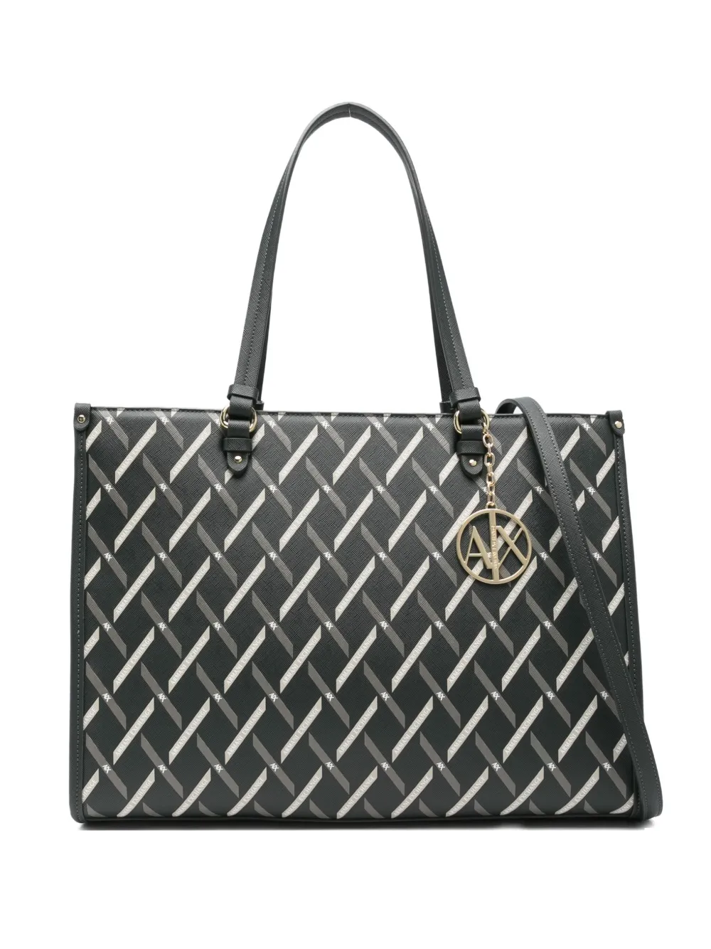 Armani Exchange Geometric-pattern Tote Bag In Green
