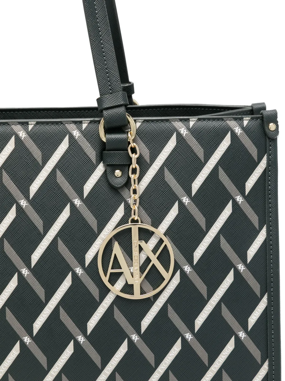 Armani Exchange Geometric-pattern Tote Bag In Green