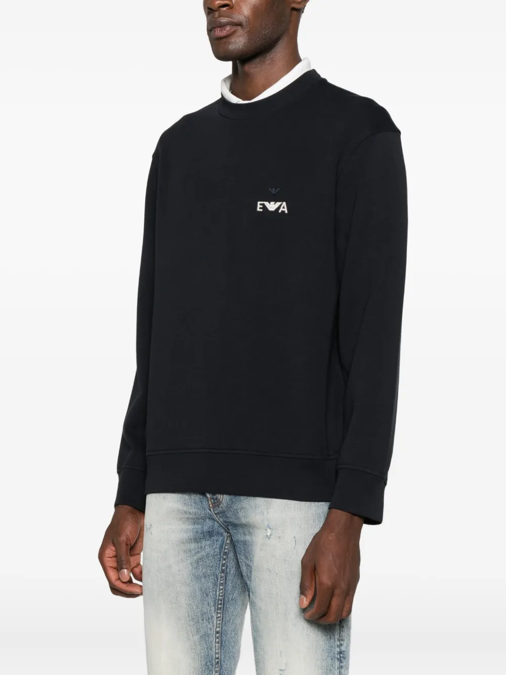 Emporio Armani Sweater met geborduurd logo Blauw