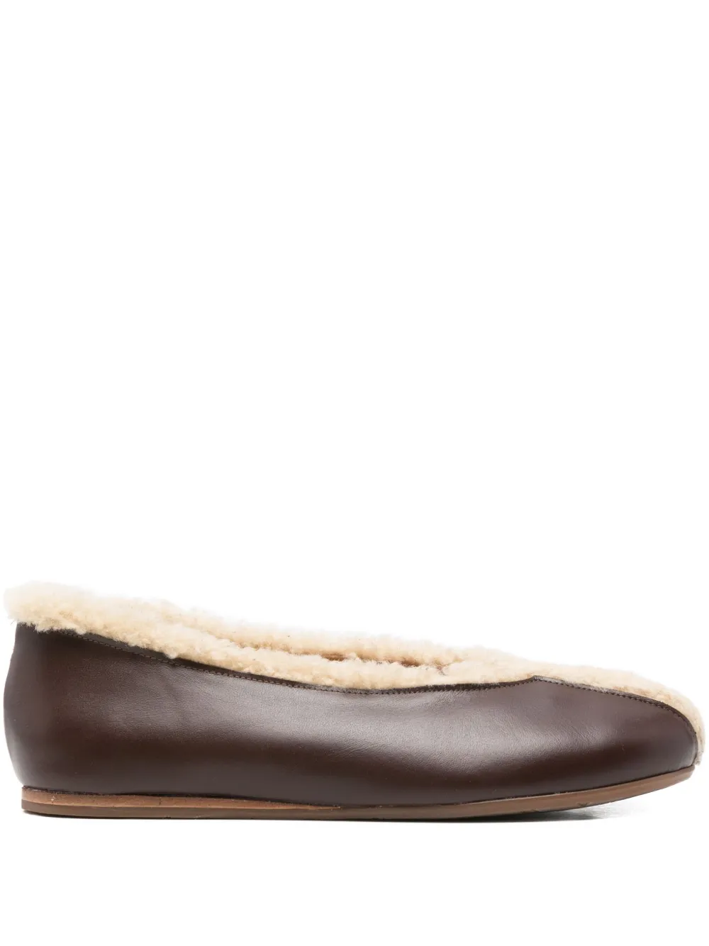 Ancient Greek Sandals Aeropi Shearling-trim Ballet Flats In Brown