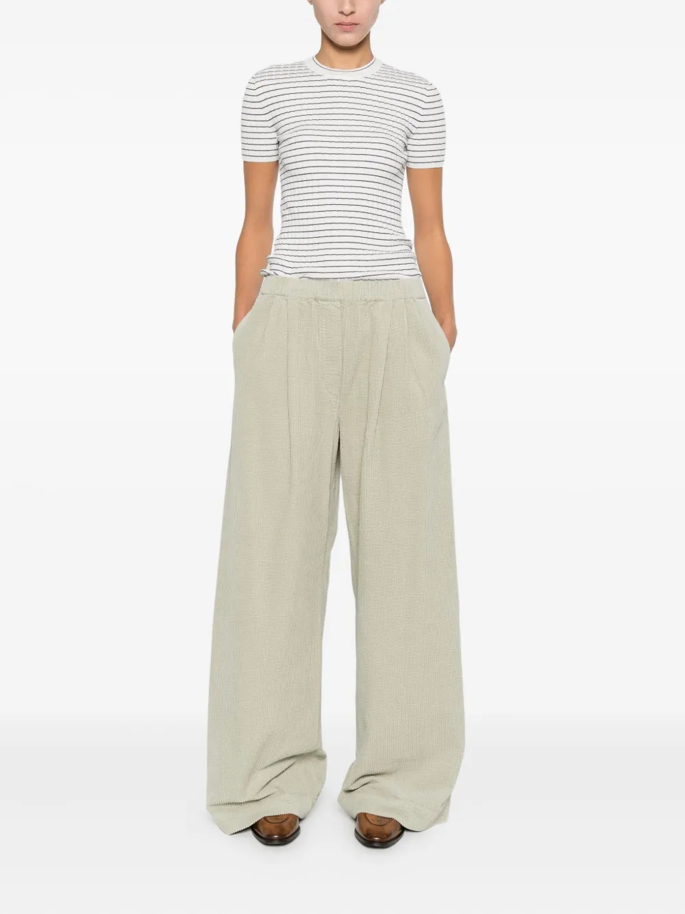 Emporio Armani Gestreepte top met ronde hals Wit