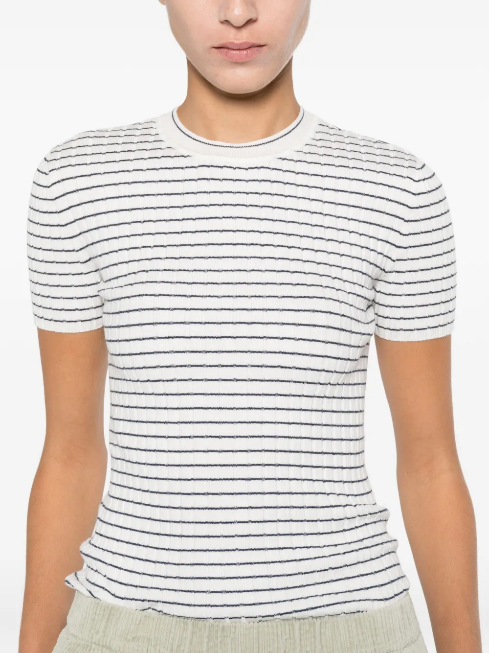 Emporio Armani Gestreepte top met ronde hals Wit