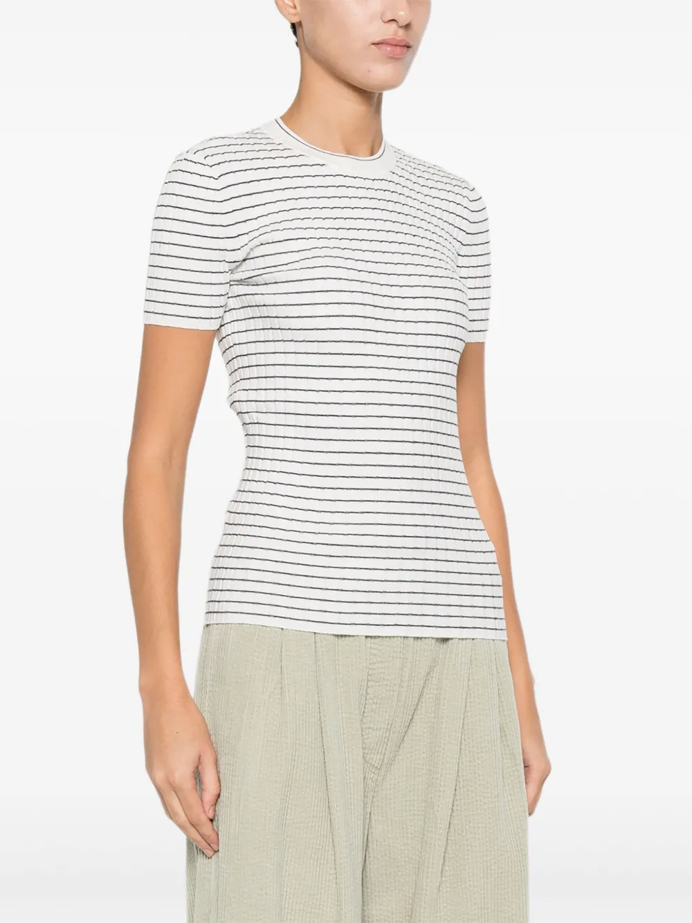 Emporio Armani Gestreepte top met ronde hals Wit