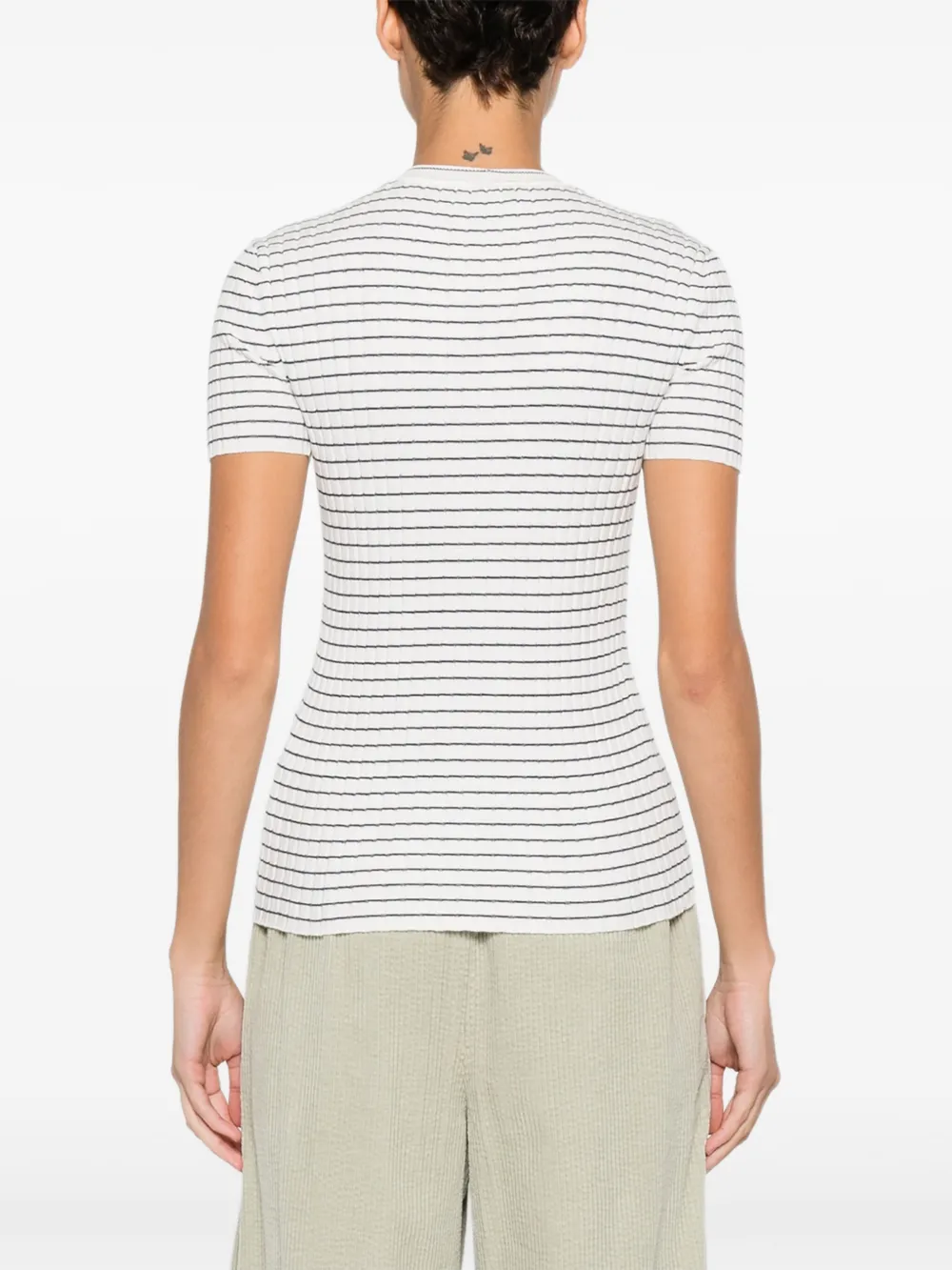 Emporio Armani Gestreepte top met ronde hals Wit