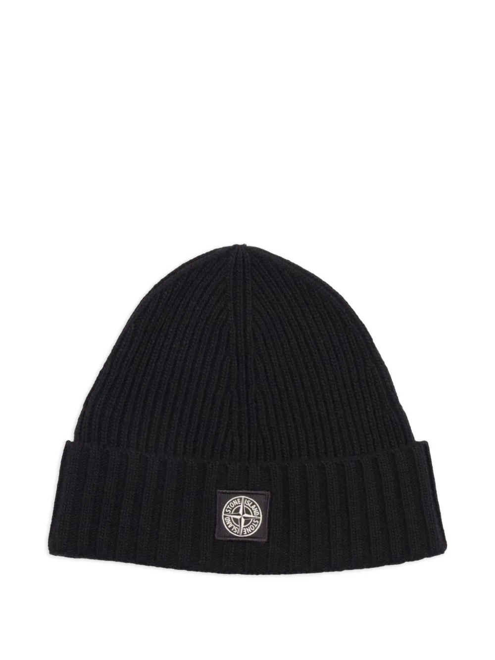 Stone Island Junior ribbed patch beanie | Black | Image 1