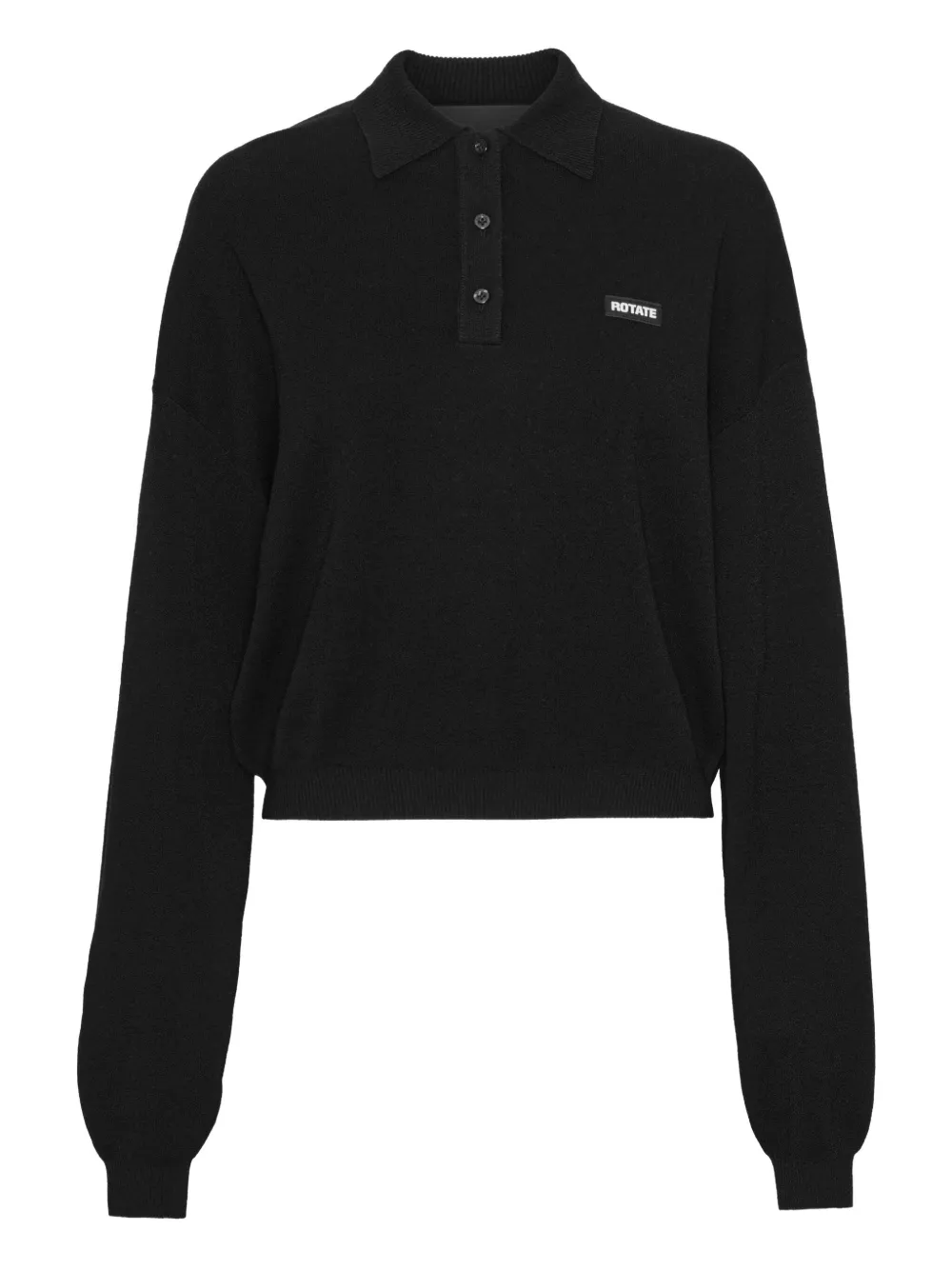 Rotate Birger Christensen Long-sleeve Polo Shirt In Black