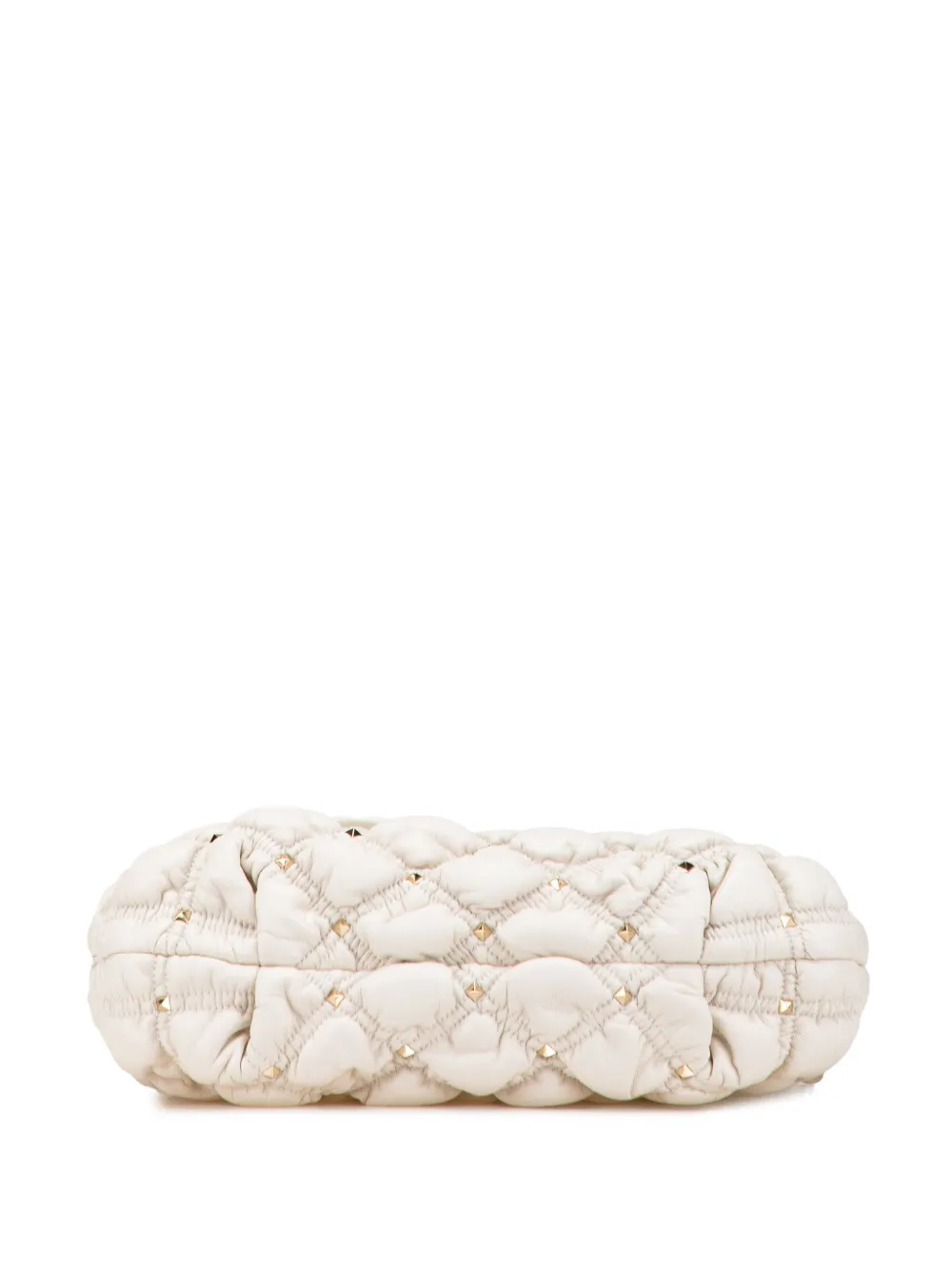 Pre-owned Valentino Garavani 2018-2025 Nappa Spikeme Clutch Crossbody Bag In White