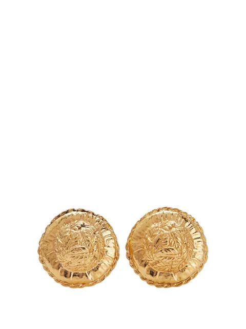 CHANEL Pre-Owned 1970-1980 Gold Plated Leaves Round Clip On Earrings costume earrings