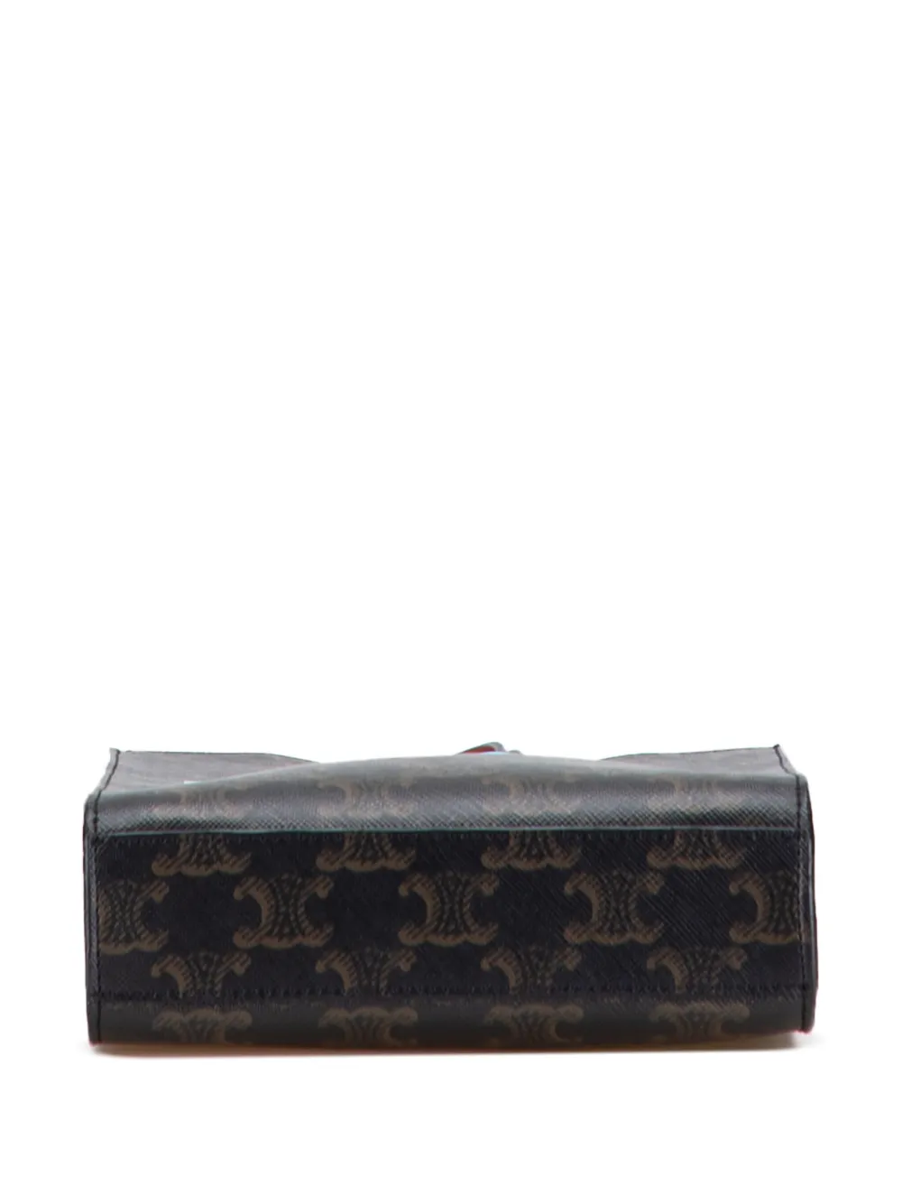 Pre-owned Celine 2021-2025 Mini Triomphe Coated Canvas Vertical Cabas Satchel In Brown