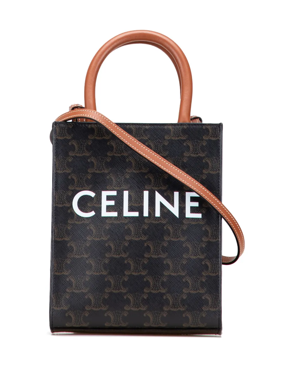 Celine Pre-Owned 2021-2025 Mini Triomphe Coated Canvas Vertical Cabas Celine Pre-Owned 2021-2025 Mini Triomphe Coated Canvas Vertical Cabas