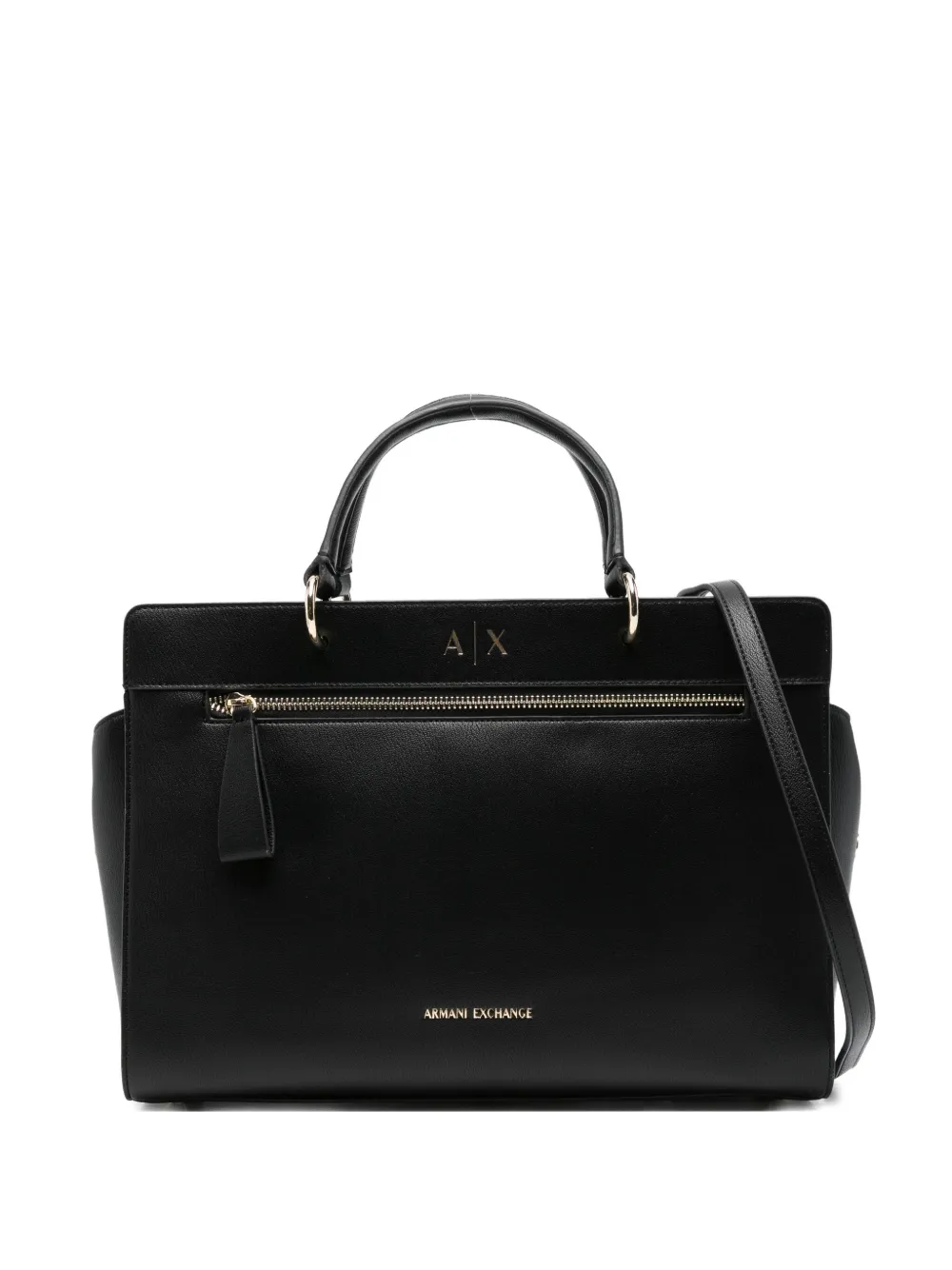 Armani Exchange Zip-fastening Leather Tote Bag In Black