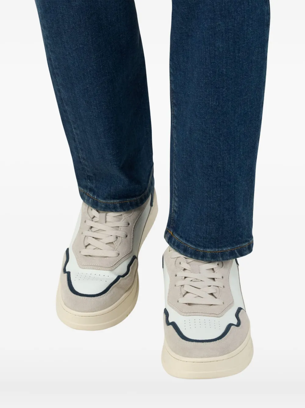 Boggi Milano Journey leren sneakers met suède vlakken Grijs