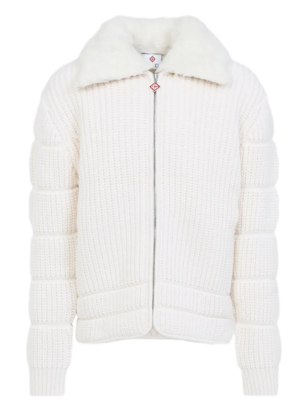 Casablanca White Merino Wool Ribbed Padded Jacket In White