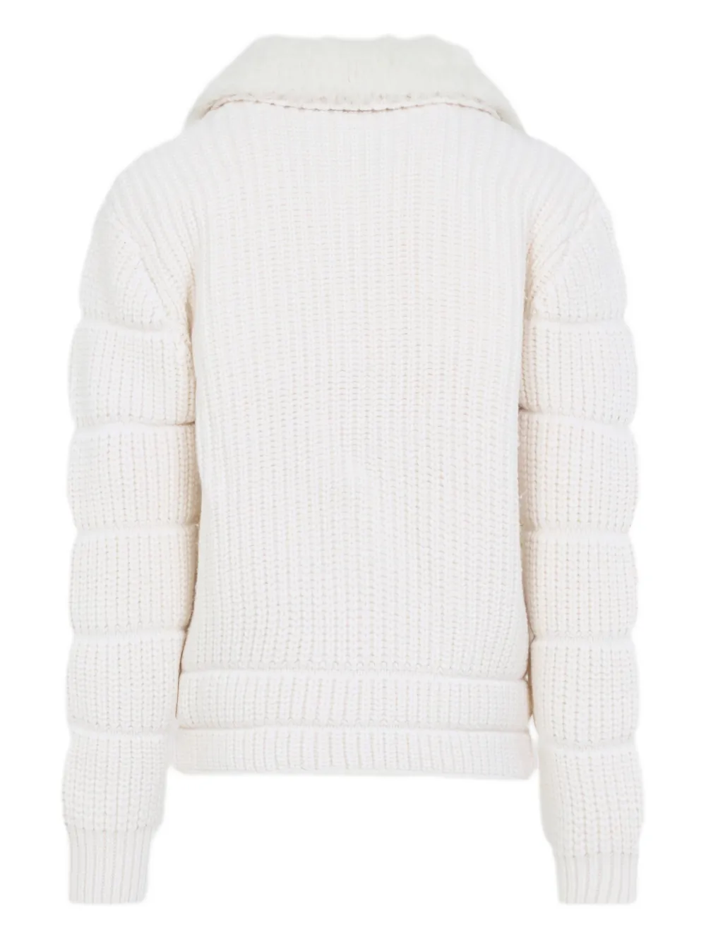 Casablanca White Merino Wool Ribbed Padded Jacket In White