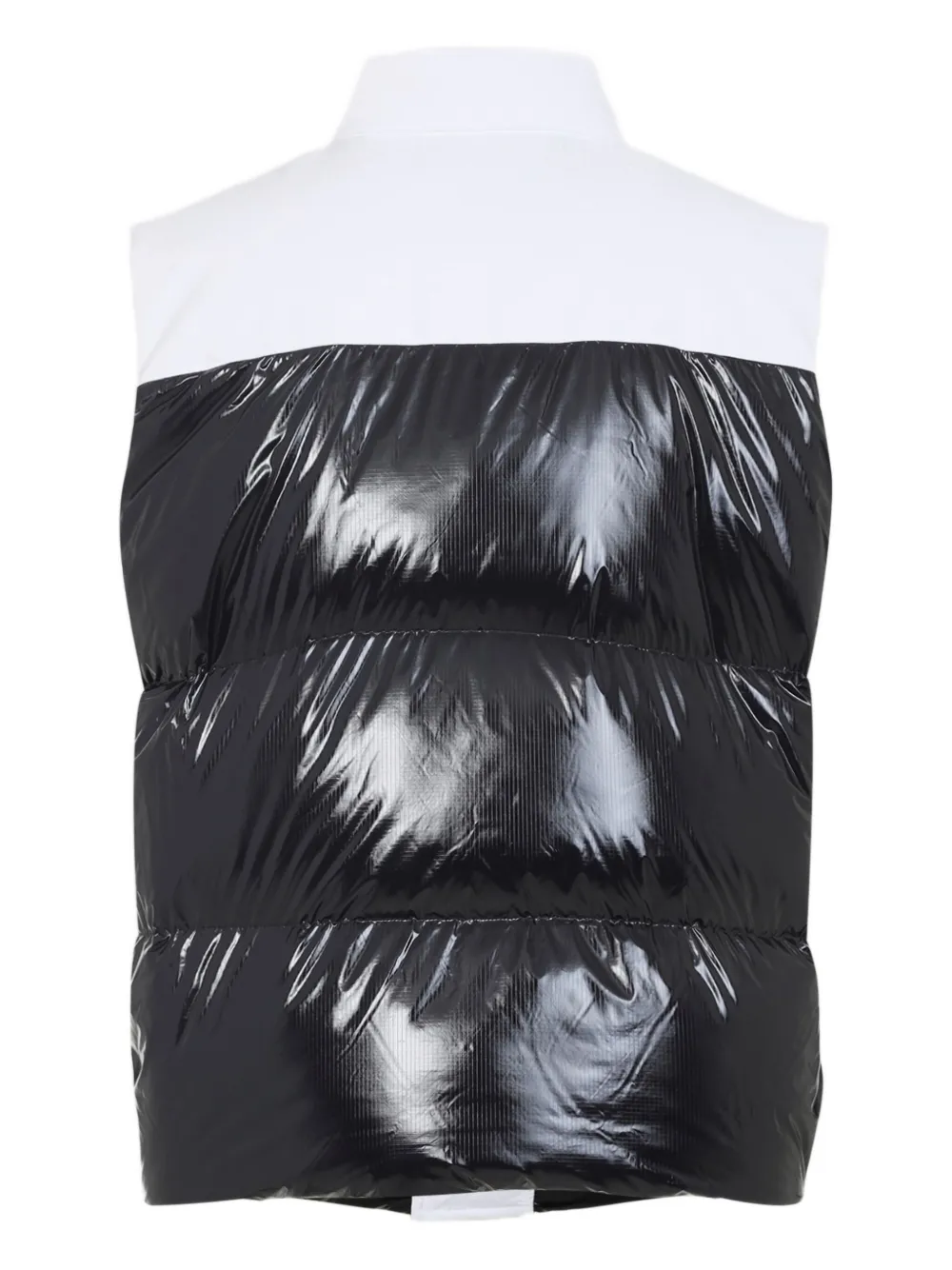 Casablanca Color-block Black Down Vest With Stand-up Collar In Brown