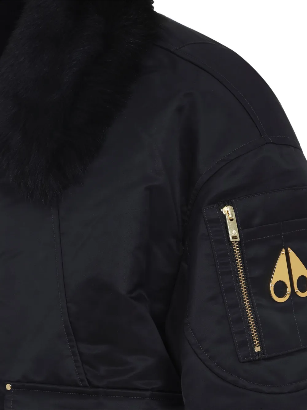 Moose Knuckles Jack met kraag van imitatiebont Zwart