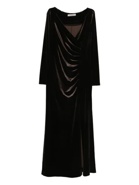 D.Exterior vestido drapeado manga larga