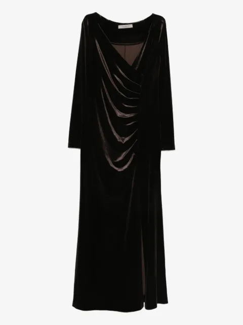 D.Exterior draped long-sleeve dress