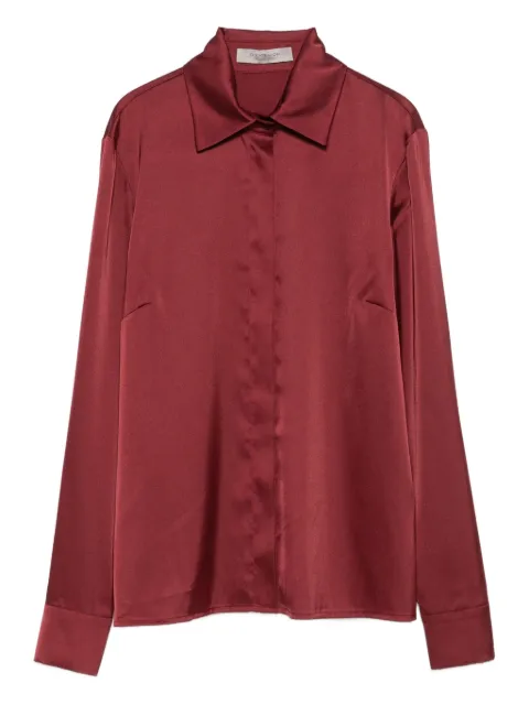 D.Exterior Camisa de cetim com gola clássica