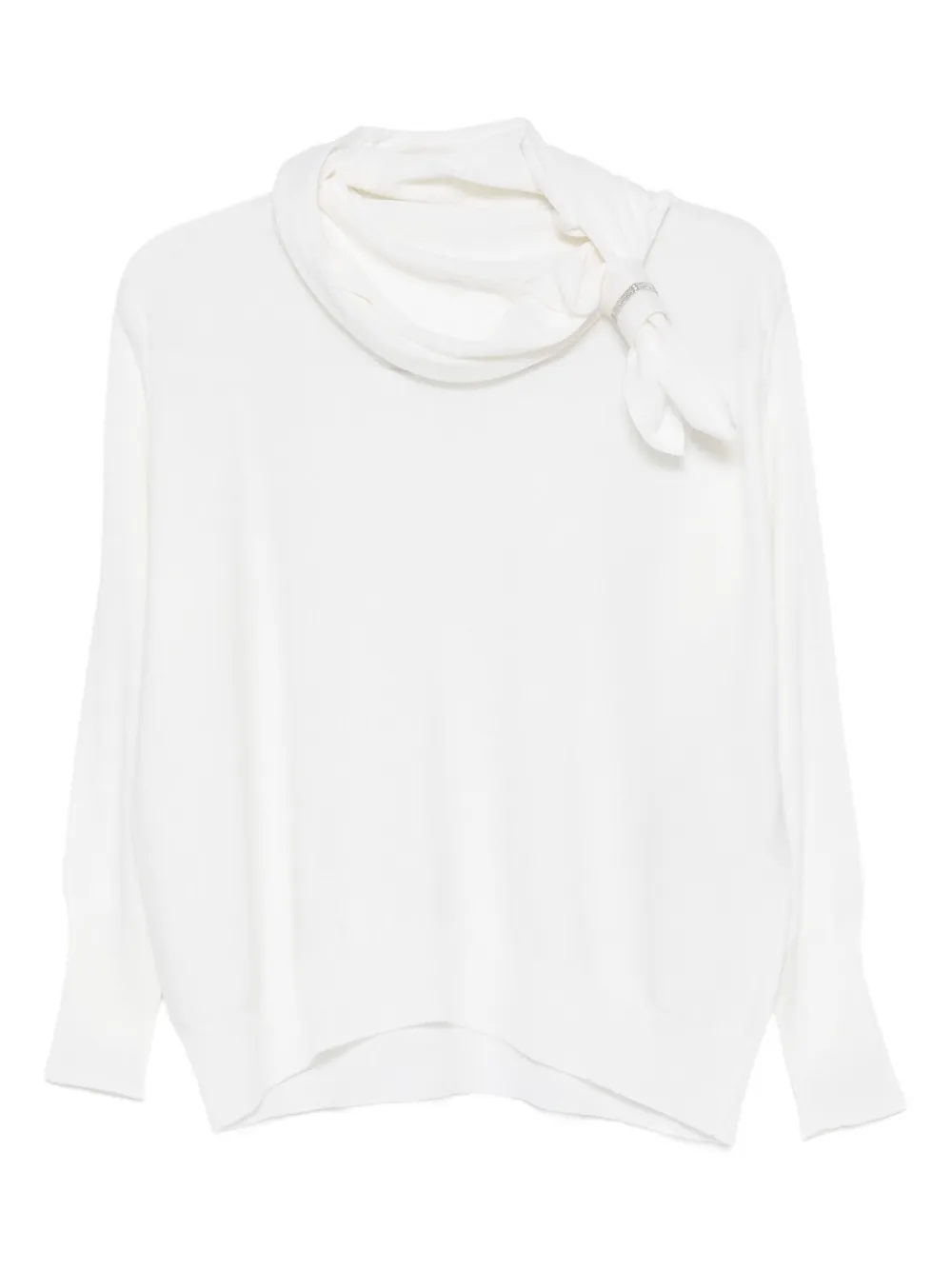 D.Exterior タイネック ブラウス - ホワイト