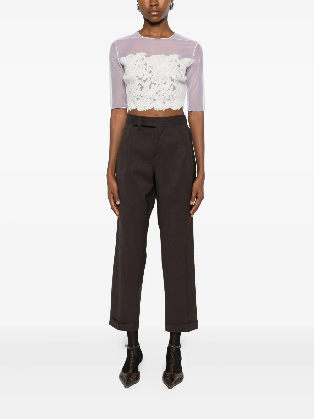 Ermanno Scervino lace-panel top - Wit