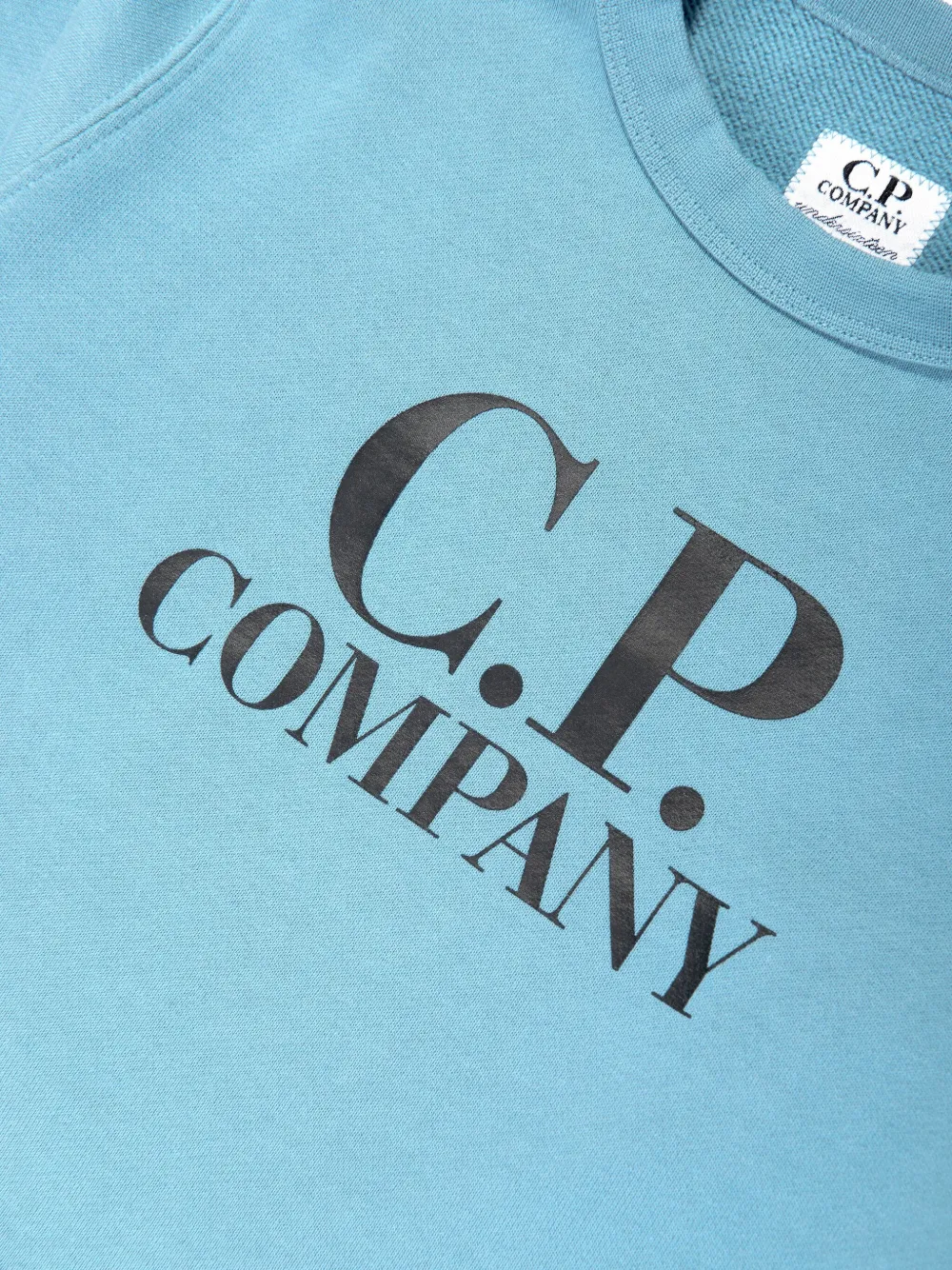 C.P. Company Kids Sweater met logoprint en zak Blauw