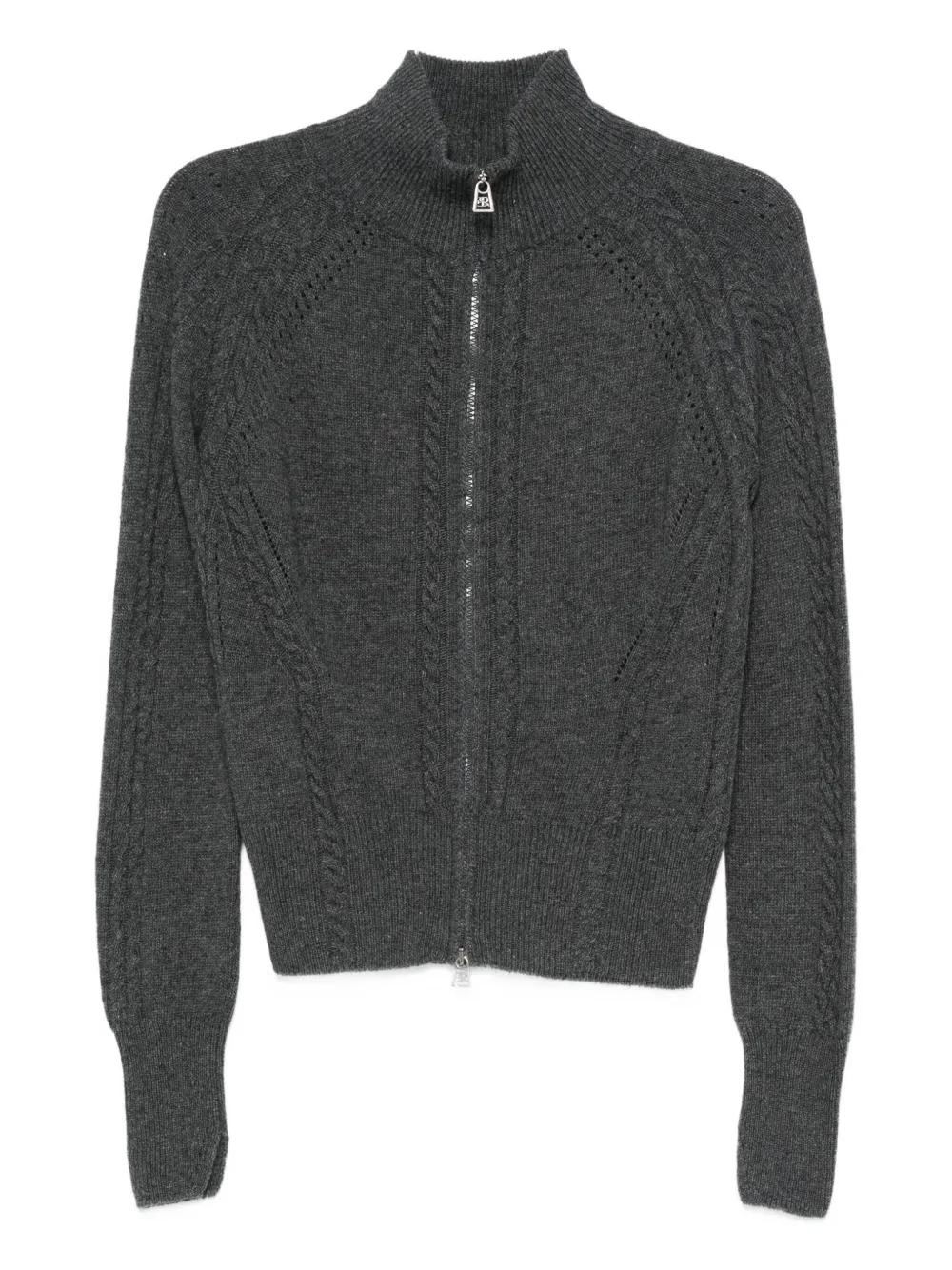 Ermanno Scervino Cable-knit Zip Cardigan In Gray