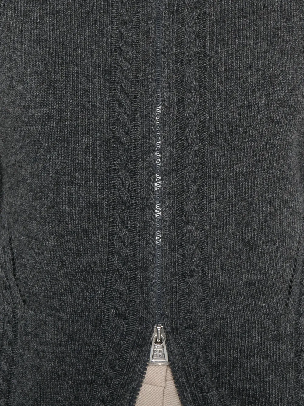 Ermanno Scervino Cable-knit Zip Cardigan In Gray