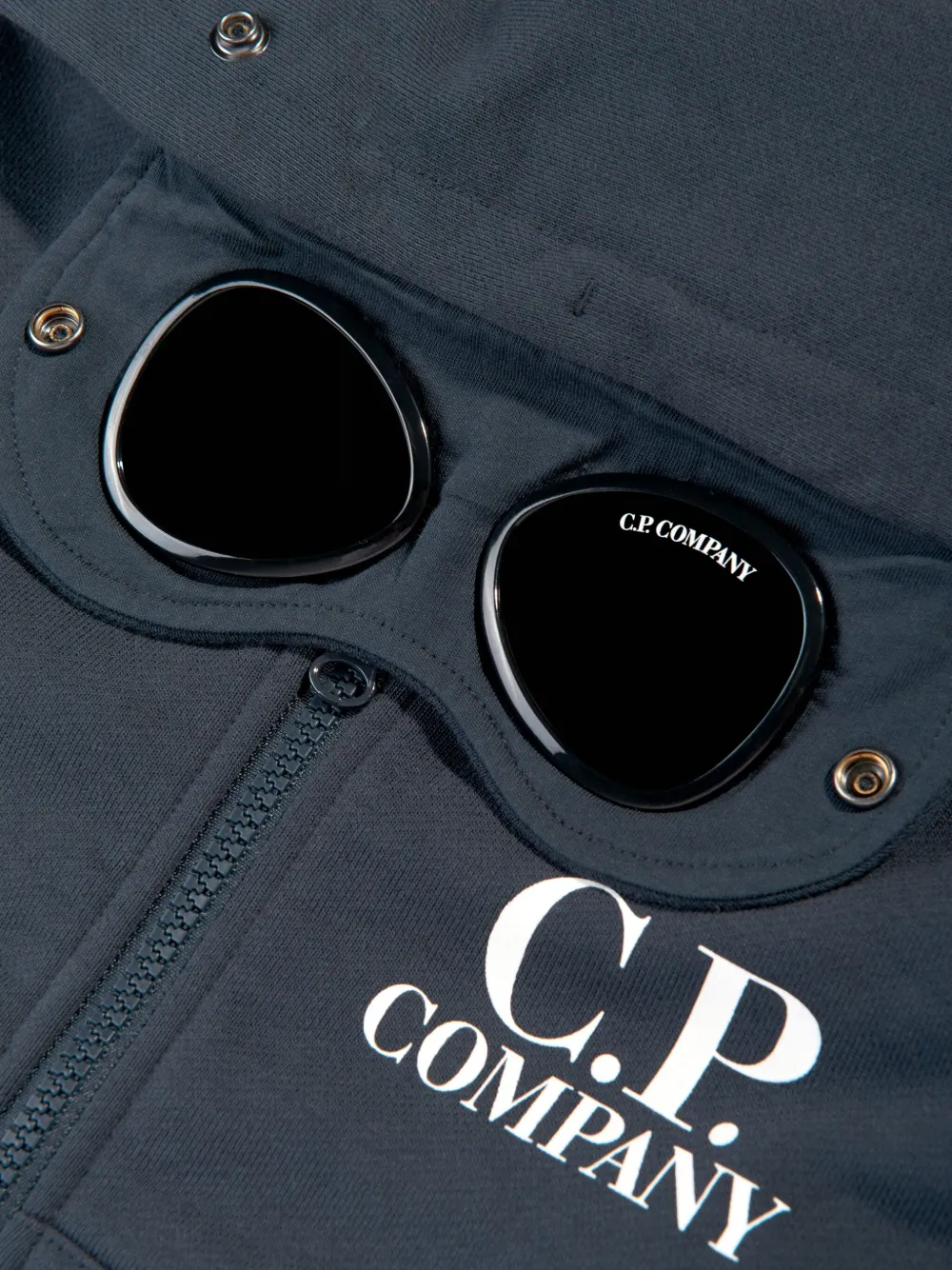 C.p. Company Boys Goggle Hooded Zip Up Top In Blue