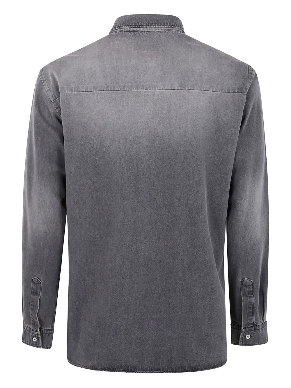 Family First heart-embroidered denim shirt - Grijs