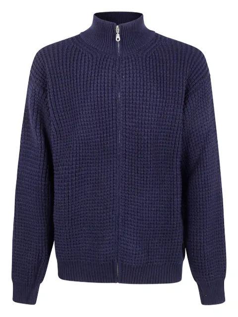 Family First zip-up mock-neck cardigan