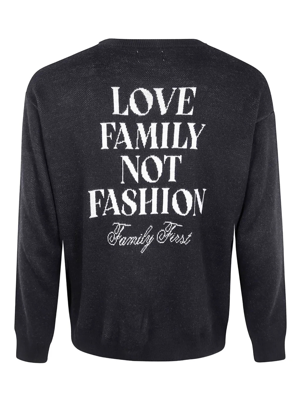 Family First crew-neck knitted sweater - Zwart