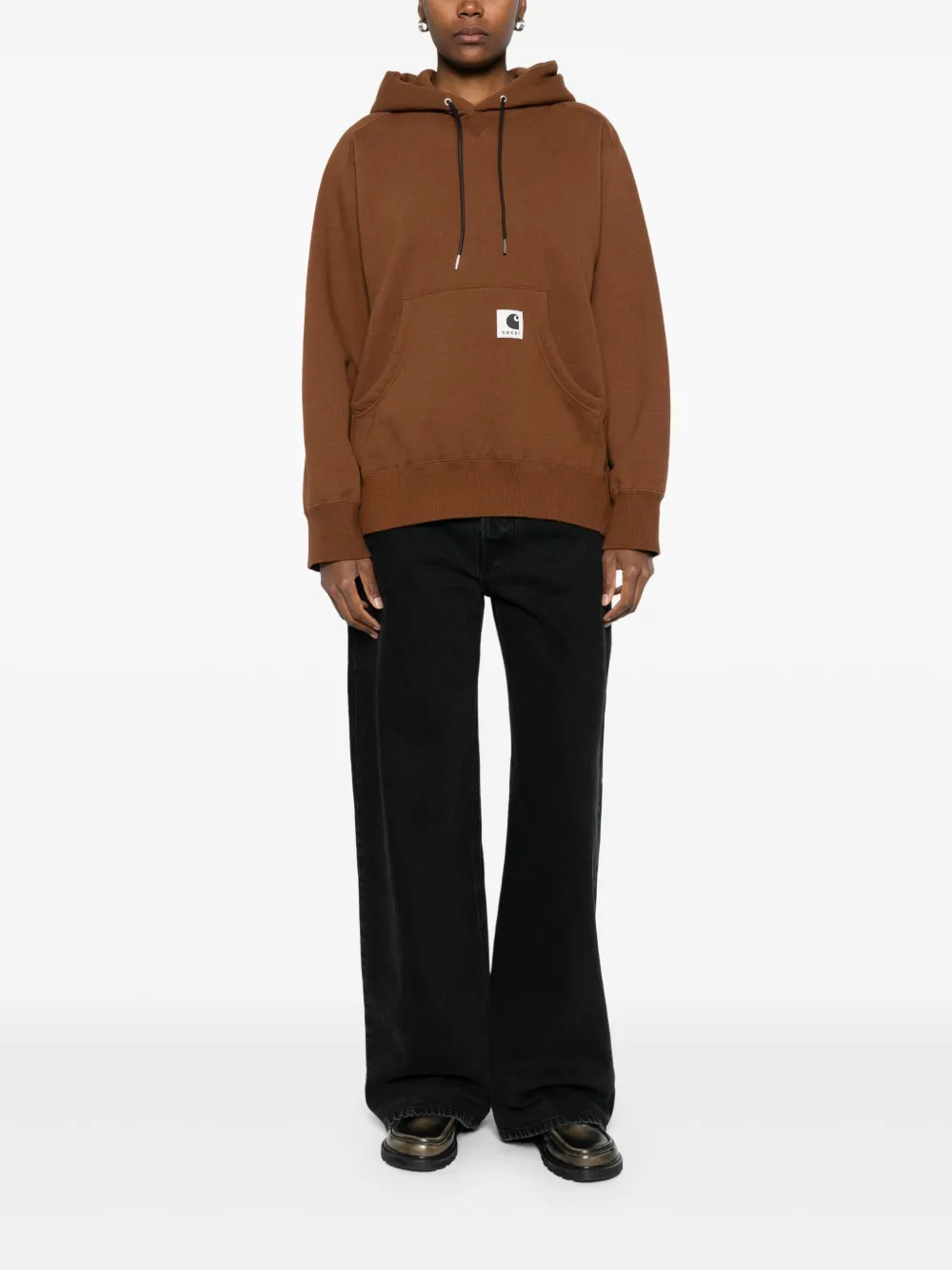 Sacai X Carhartt Wip Pocketed Hoodie In Brown