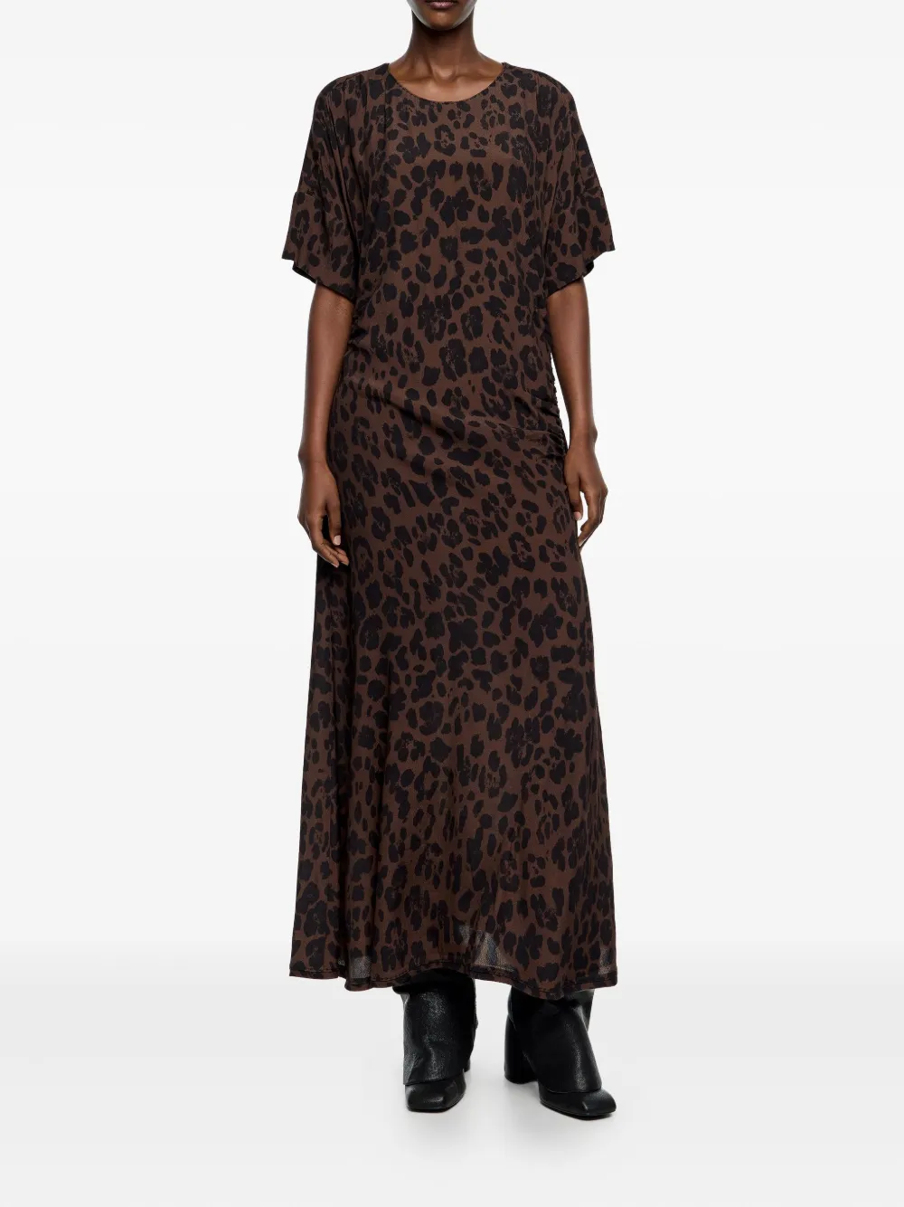 Bimba Y Lola Leopard Maxi Dress In Brown