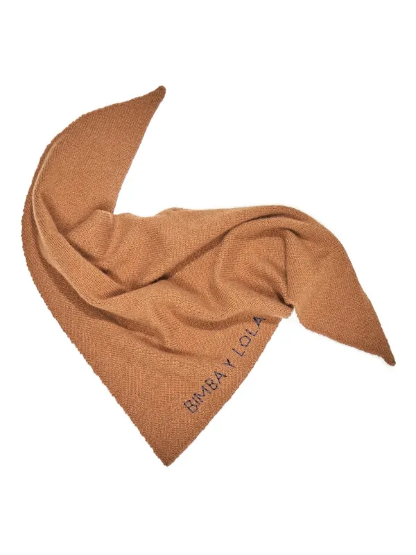 Bimba y Lola logo-detail Cashmere Scarf Brown FARFETCH TR