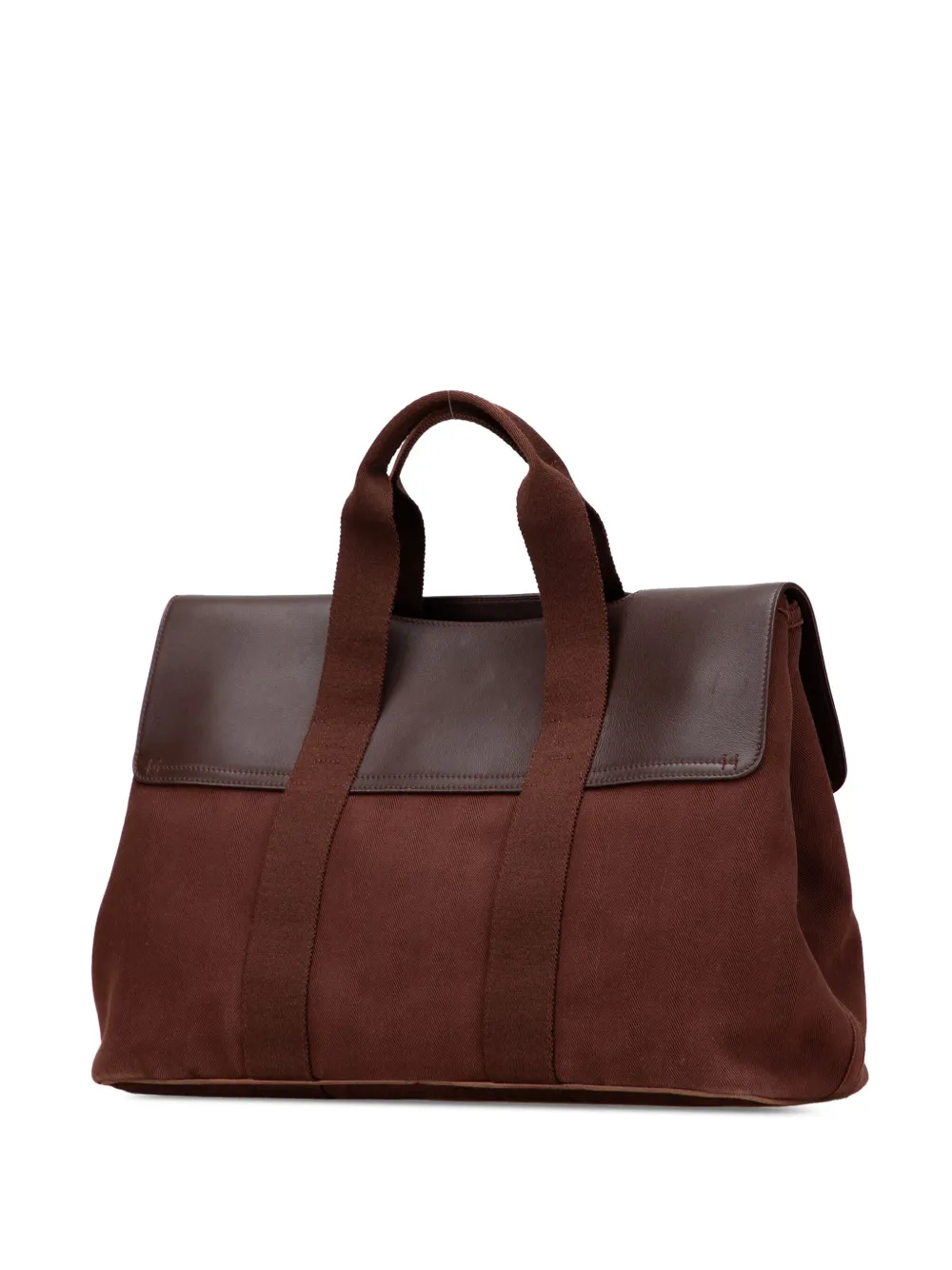 Pre-owned Hermes 2000-2010 Toile And Swift Valparaiso Mm Handbag In Brown