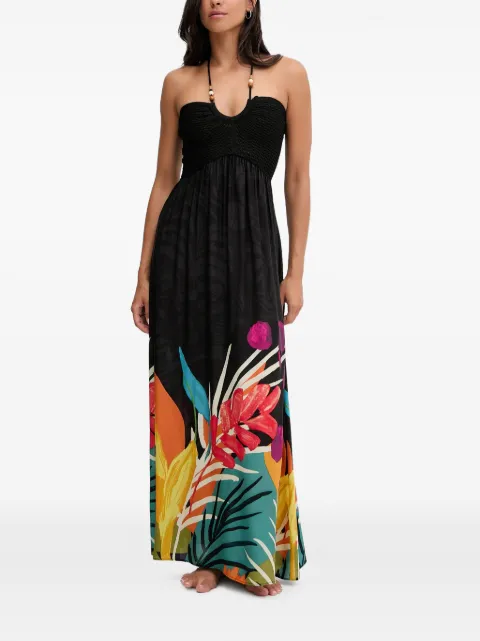 Desigual vestido largo floral con cuello halter