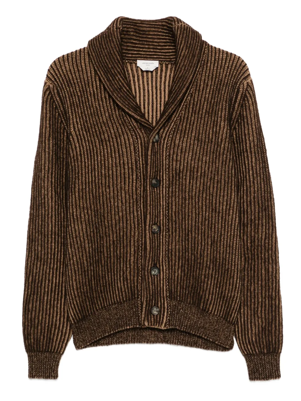 Jacob Cohën cardigan rayé à col châle | marron | Image 1