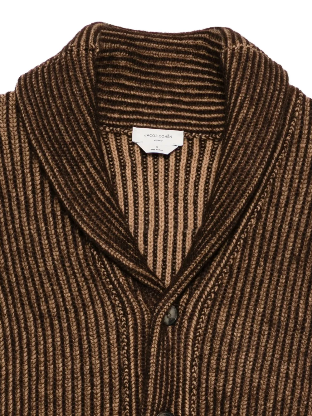 Jacob Cohën Gestreept vest met sjaalkraag Bruin