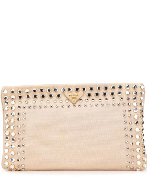 Prada Pre-Owned 2013-2025 Canvas Canapa Studded Vernice clutch bag