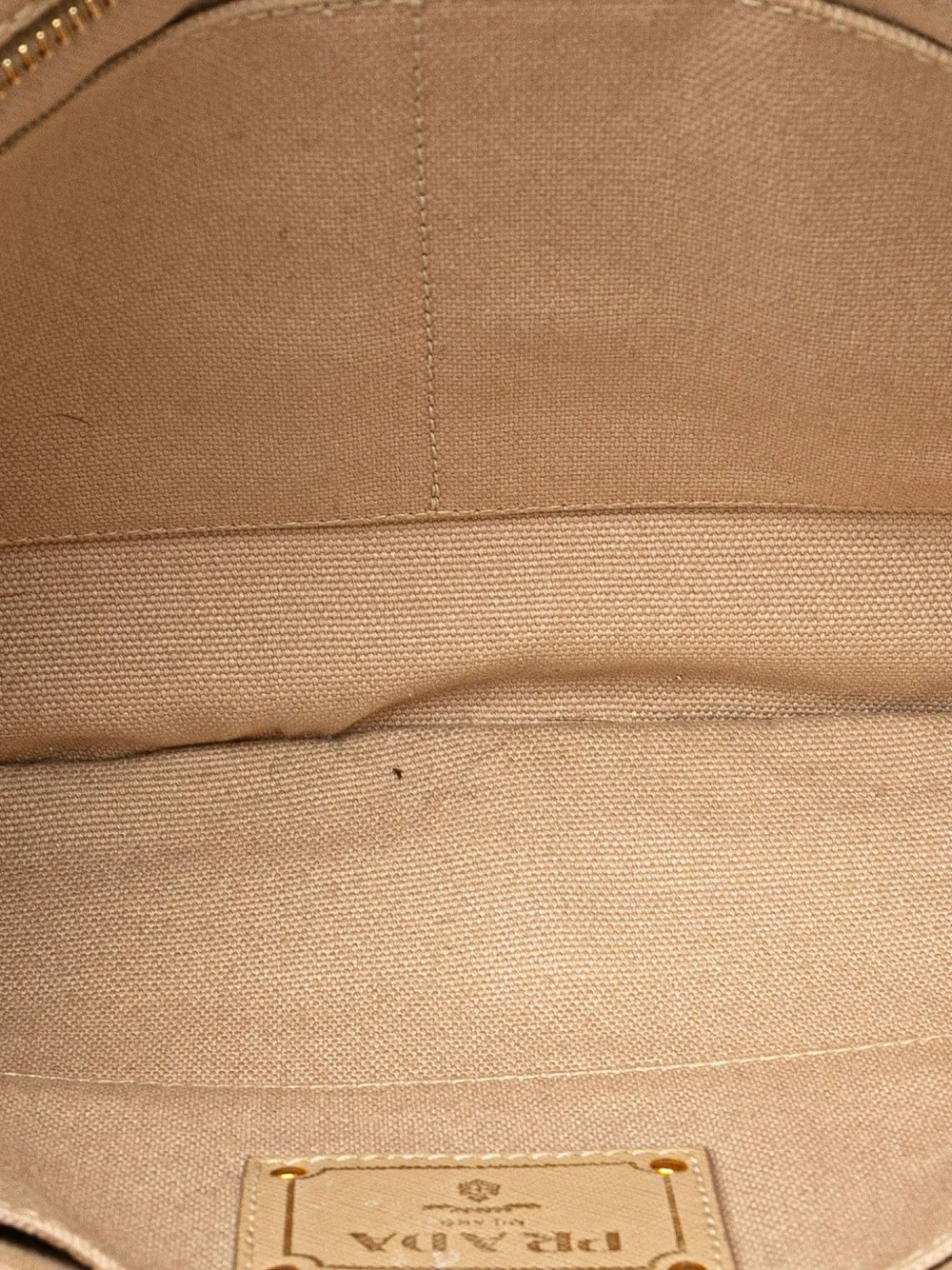 Pre-owned Prada 2013-2025 Canvas Canapa Studded Vernice Clutch Bag In Brown