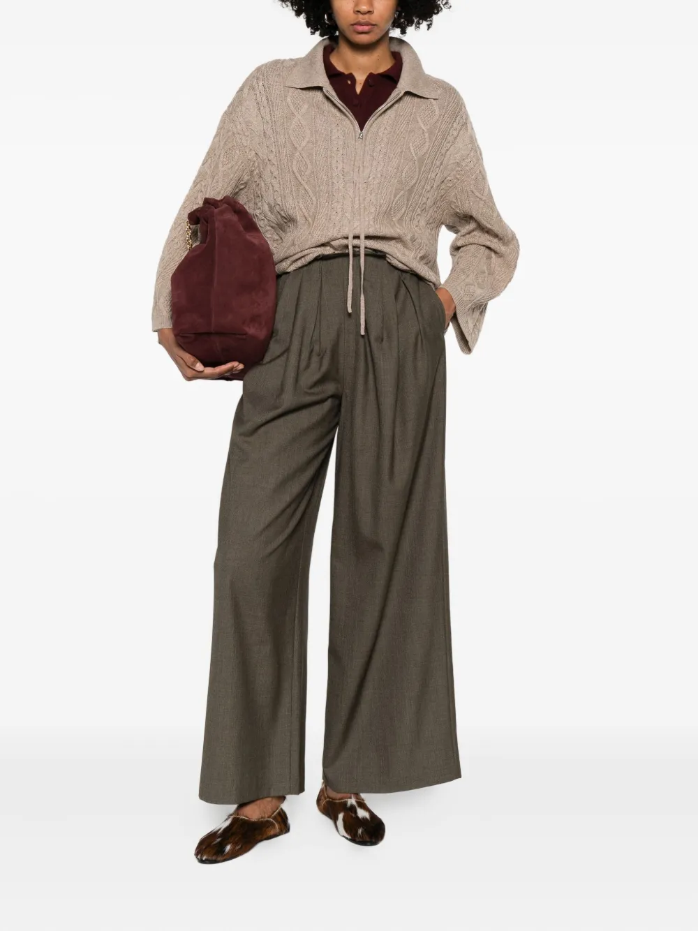 VIKTORIA CHAN pleated trousers - Bruin