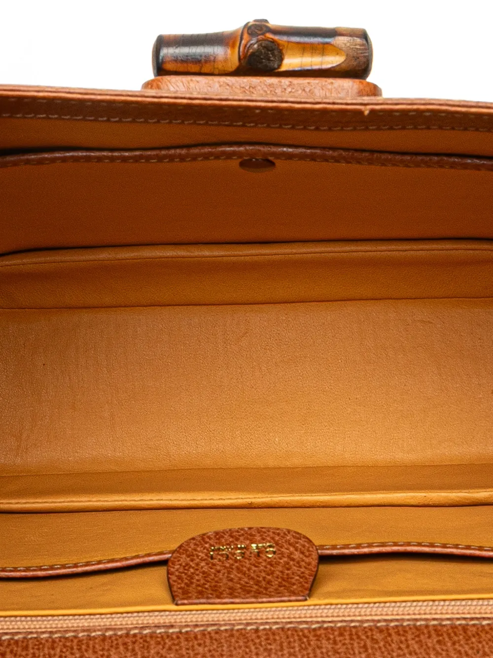 Pre-owned Gucci 20th Century Calfskin Bamboo Night Satchel In Brown