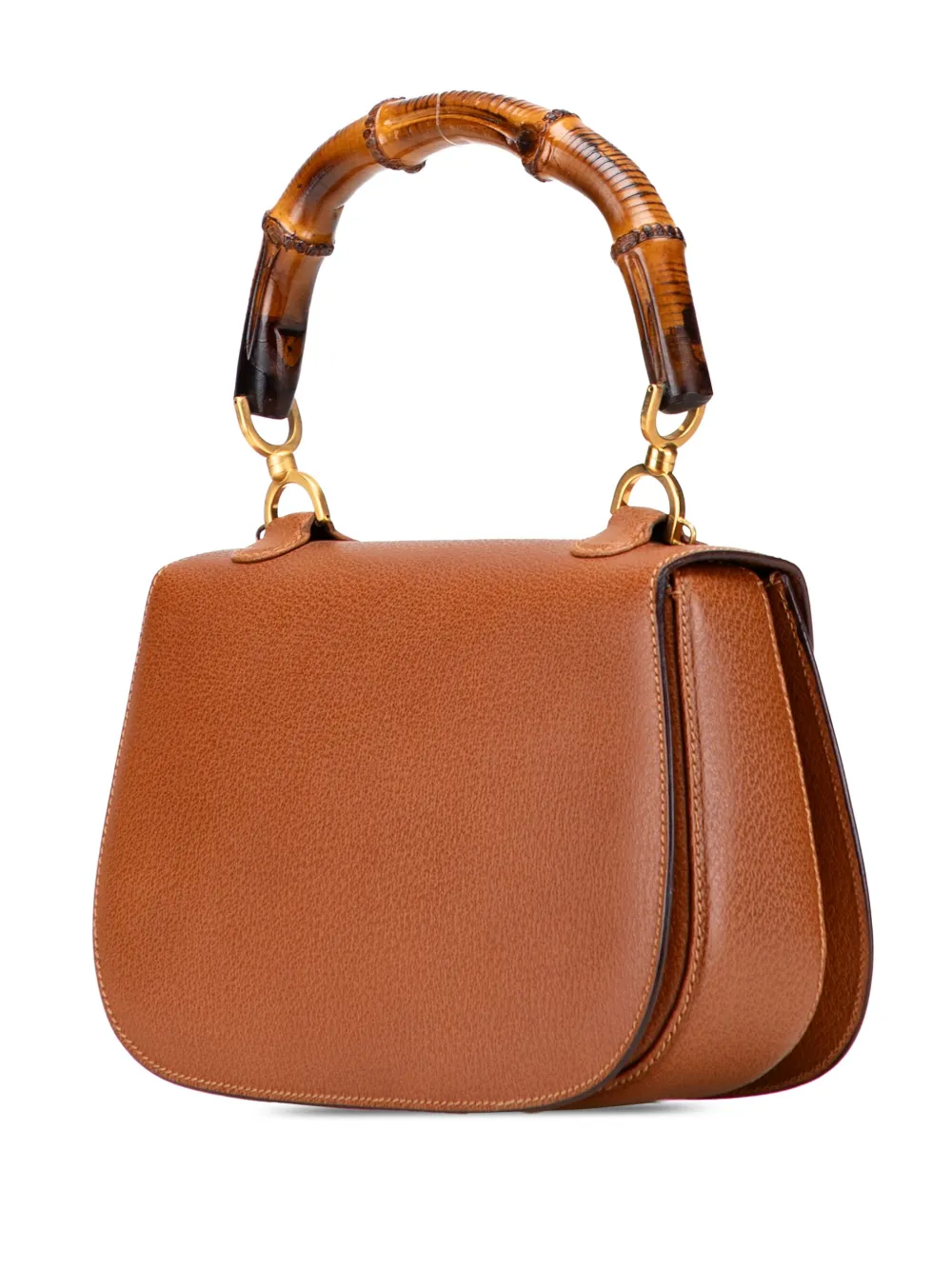 Pre-owned Gucci 20th Century Calfskin Bamboo Night Satchel In Brown