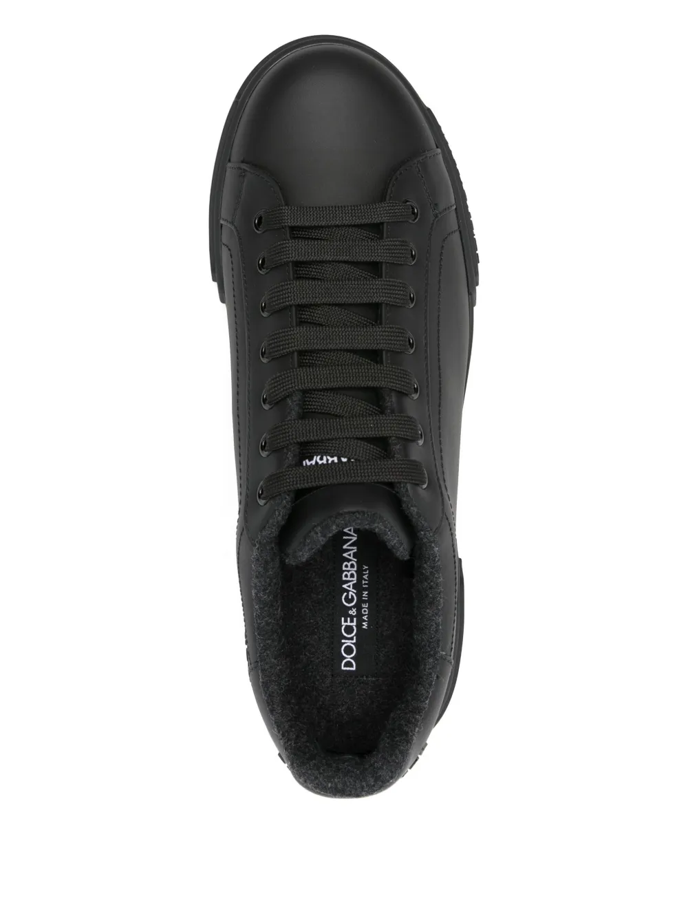 Dolce & Gabbana Men Portofino Leather Sneakers In Black