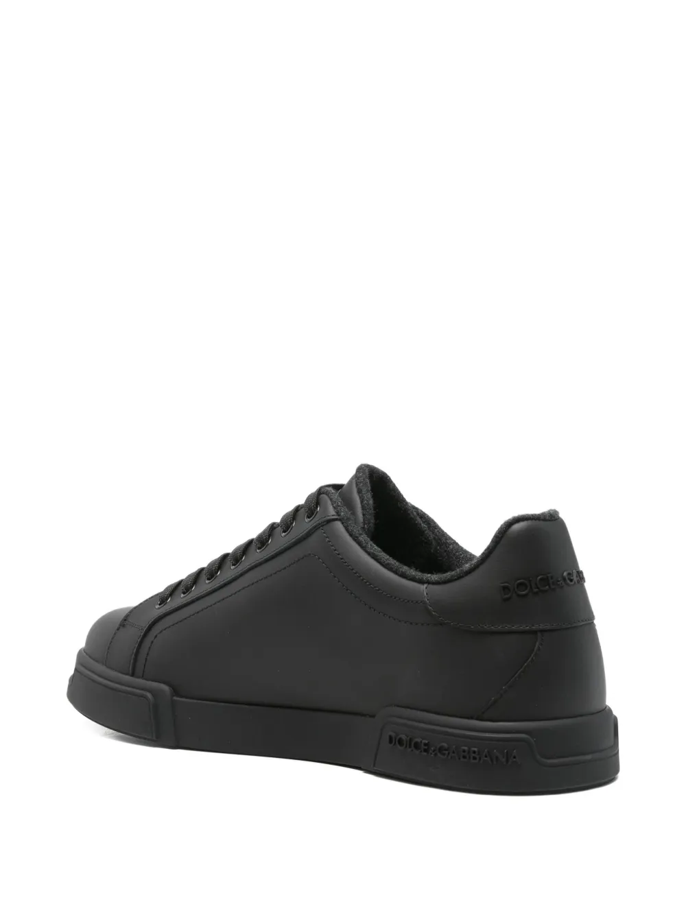Dolce & Gabbana Men Portofino Leather Sneakers In Black